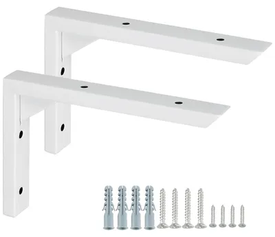 Image de Ensemble de 2 supports de fixation en acier inoxydable pour étagères robustes