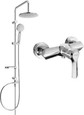 Produktbild von Mexen Carl Brausegarnitur für Aufputzmontage mit Kopfbrause und Mischbatterie Sabre, Chrom - 72140240-00