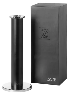Produktbild von FINK Leuchter STRATO - hoher Kerzenhalter für Stabkerzen Ø 3 cm, Metall schwarz, silberfarben, H 24 cm, Tischdeko