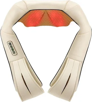 Produktbild von Shiatsu-Massagekissen – Nacken- und Rückenwärmer – zur Muskelentspannung – mit 8 Massageköpfen – 38 x 20 x 18 cm – Beige
