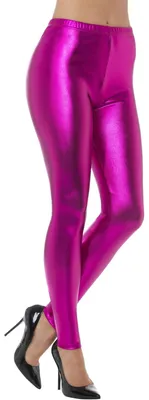 Imagen del producto de Leggings rosas estilo años 80, efecto metálico, talla M, marca Smiffys, ideales para carnaval o Halloween
