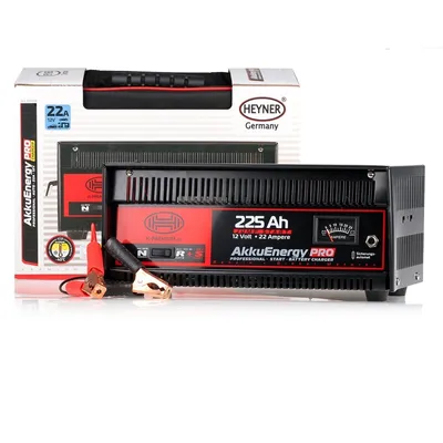 Obrázok produktu pre HEYNER® Nabíjačka batérií AkkuEnergy 22A - 12V, pre 30-225 Ah, rýchle/normálne nabíjanie, štartovací prúd 180 A, kovový kryt, s taškou