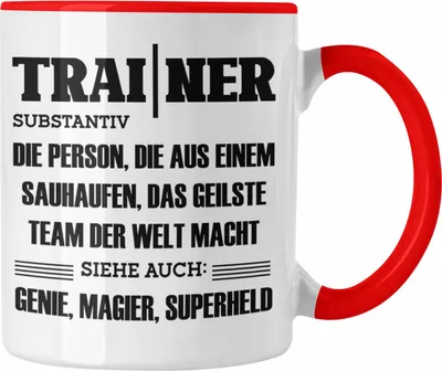 Produktbild von Trendation - Trainer Tasse Geschenk Bester Coach Geschenkidee Spruch (Rot)