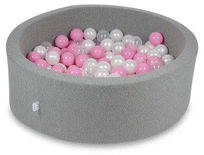 Produktbild von Trockenbecken 90x30cm grau mit 200 Bällen: weiß, perlmutt, puderrosa
