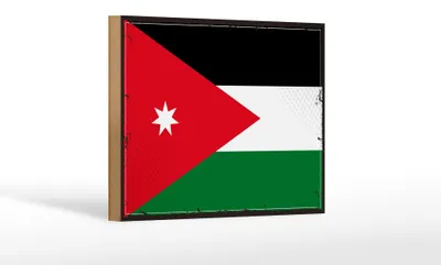 Produktbild von Holzschild Flagge Jordaniens 18x12 cm Retro Flag of Jordan Dekoration