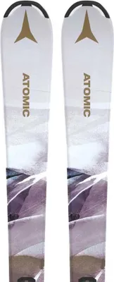 A pair of skis shown from a top-down perspective against a white background.