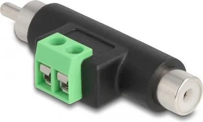 Image de DELOCK - Adaptateur vidéo/audio - RCA vers bornier 2 broches - noir/vert (66056)