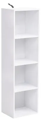 Image de Étagère à livres - Étagère en bois - 30 x 24 x 106 cm - Blanche - Design moderne - Idéale pour le salon, la chambre et le bureau