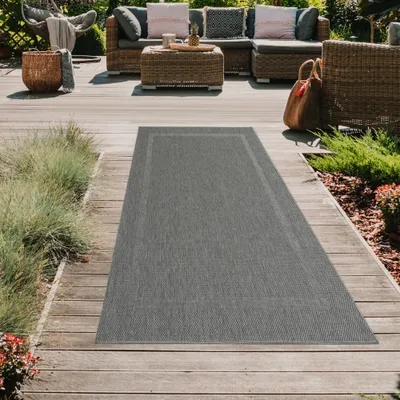 Produktbild von Klassischer Sisalteppich mit dezenter Bordüre in anthrazit Größe - 80 x 200 cm