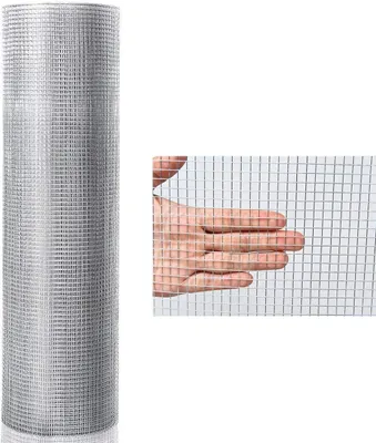 Produktbild von Feinmaschiges Drahtgitter, 15 m x 1,2 m, 7 mm Maschenweite, verzinkter Drahtzaun für Hochbeete, Volierendraht, Hasendraht, 0,6 mm