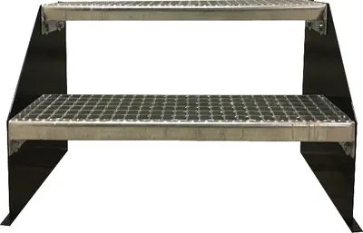 Produktbild von 2 stufige freistehende Stahltreppe Standtreppe Breite 70cm Höhe 42cm Anthrazit
