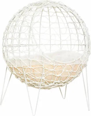 Obrázok produktu pre Ratanový kôš pre mačky D30-442CW, s vankúšom, krémovo biely, 45 x 57 cm