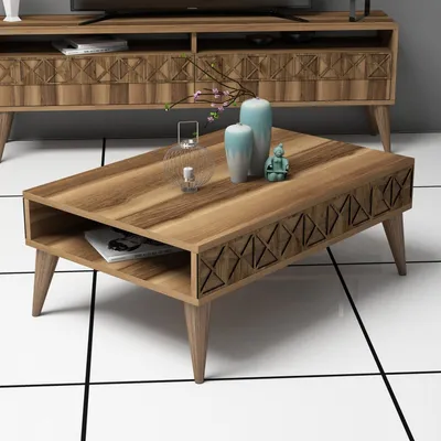 Produktbild von Skye Decor, Line - Walnut, Couchtisch, Nussbaum, 100 % MELAMINBESCHICHTETE SPANPLATTEN, 90 x 60 x 34,6 cm