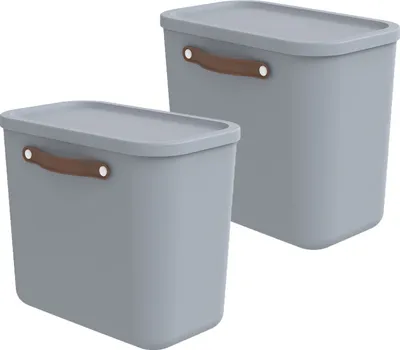 Produktbild von Rotho Aufbewahrungsbox 2er-Set 25L Maloja - Kunststoffbox 40 x 23,5 x 34 cm - Box mit Deckel - Stapelbox sicher verschließbar - Plastikbox