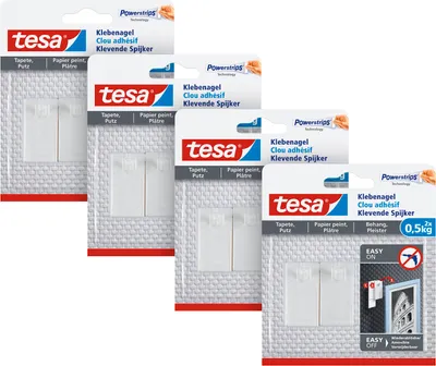 Immagine prodotto di tesa 77772 Chiodo adesivo per carta da parati e intonaco (0,5 kg) Bianco Contenuto: 8 pezzi