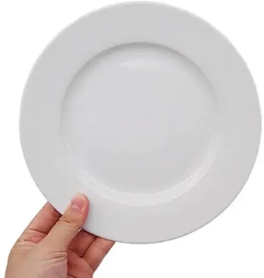 Obrázek produktu pro Sada keramických dezertních talířů, 15 cm, bílá, vhodná do mikrovlnné trouby a myčky, sada talířů s okrajem