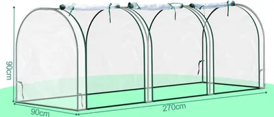 Produktbild von TolleTour Foliengewächshaus, Gewächshaus, Treibhaus mit Tür, Frühbeet, Pflanzenhaus, Pflanzenaufzucht, Folie, transparent, 270 x 90 x 90 cm