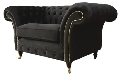 Produktbild von Chesterfield Sessel Lounge Schwarz Sofa Couch Polster Modern Textil Neu