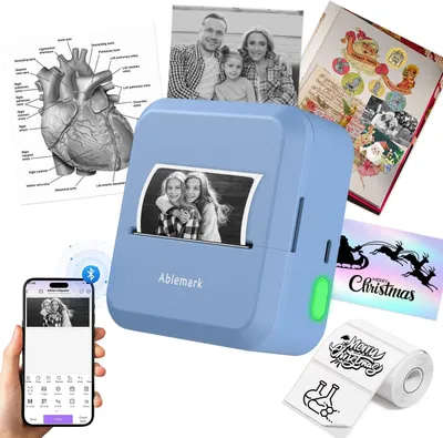 Produktbild von Mini Sticker Drucker Bluetooth Thermodrucker Tragbarer Etikettendrucker für Smartphone, 20–50 mm Aufkleberdrucker mit Papierrolle für Fotos, Notizen
