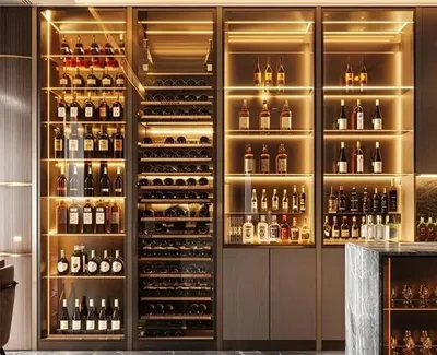 Image de Armoire à vin Casier à bouteilles Meuble à vin en verre Meuble à vin