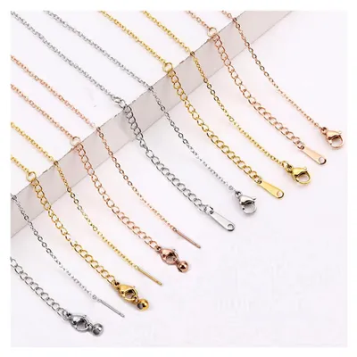 Produktbild von 6 Stück Halsketten, Perlenweben & Schmuckherstellung Ketten, 45 cm, Verlängerungskette für Schmuck, DIY, Armbänder und Halsketten aus Edelstahl, 2 Designs, 3 Farben