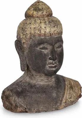 Produktbild von 2er Set Buddha-Kopf 20 x 45 x 20 cm Magnesia Grau Gold