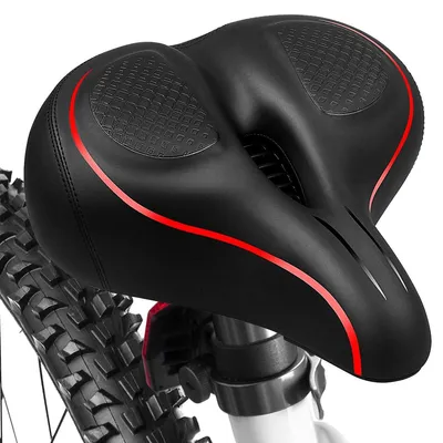 Image de Selle de vélo gel unisexe - Large - Imperméable - 27 x 26,5 cm - 880 g - Mousse à mémoire de forme et double suspension