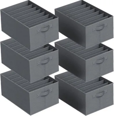 Produktbild von Graue Kleiderorganisatorbox mit 7 Fächern, falterbares System, 44x30x20cm