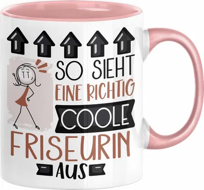 Produktbild von Friseurin Geschenk Tasse Lustig Geschenkidee für Friseurin Geburtstag So Sieht Eine Richtig Coole Friseurin Aus Frauen Spruch (Rosa)