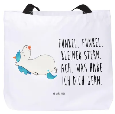 Produktbild von Mr. & Mrs. Panda Tote Bag Einhorn Schnuller - Weiß - Geschenk, Schultasche, Tasche, Mama, Säugling, Mutter, Unicorn, Strandtasche, Einhörner, Baby, Einkaufstasche