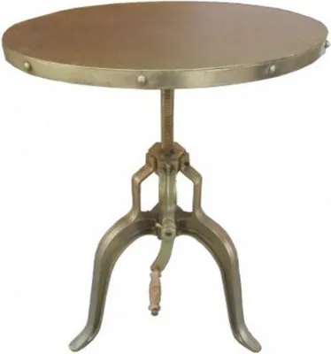 Produktbild von Casa Padrino Industrial Beistelltisch mit Kurbel Gold 75 x H. 72-98 cm - Designer Hotel Möbel - Industrial Design Tisch