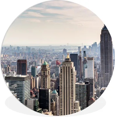 Produktbild von MuchoWow® Rundes Wandbild - Runde Bilder Das New Yorker Empire State Building Ø 30 cm Kreis Wanddekoration Kunststoff - Wandkreis - Wandschmuck - Schlafzimmer - Bilder - Der Kreis - Kunst für die Wohnung - Plastik - Kunstdruck - Wandbild