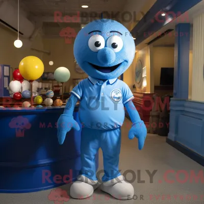 Immagine prodotto di Personaggio mascotte REDBROKOLY di un Polpette Blu vestito con Polo e Cravatta
