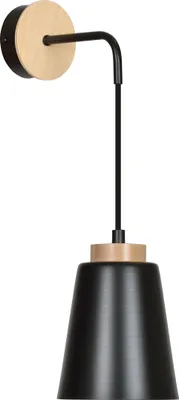 Produktbild von Wandlampe Schwarz Metall Holz Skandinavisch E27 Wandleuchte innen Wohnzimmer Schlafzimmer