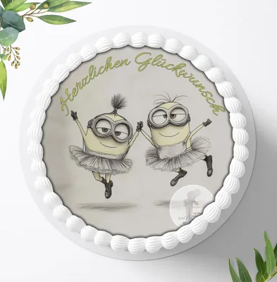 Produktbild von Für die Geburtstags Torte ein Tortenaufleger, Zuckerbild mit dem Motiv: Minions, Essbares Foto für Torten, Fondant, Ø 20cm, 2452z