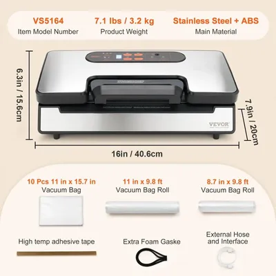 Productafbeelding van Vacuümsealer Machine - Vacuümmachine - Vacuümsealer - Voedselbewaring - 90Kpa - Automatisch - en Handmatig