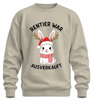 Produktbild von Rentier war t Hase Geweih Weihnachten Kaninchen Sweatshirt Pullover, Natur, S