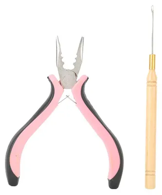 Immagine prodotto di Set di pinze in acciaio inossidabile con 3 fori per l'applicazione di extension per capelli, strumenti per parrucche