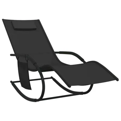 Zdjęcie produktu dla VidaXL 318120, Lounge, Obite siedzisko, Stal, Czarny, 630 mm, 1470 mm