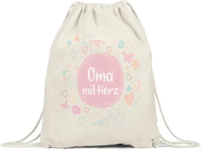 Produktbild von Oma mit Herz Turnbeutel Gymsack  Dankeschön Geschenk Danke Sagen Für Alles Lieblingsoma Omi