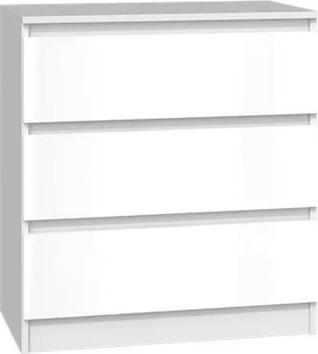 Obrázek produktu pro Malwa M3 Velká moderní komoda se 3 zásuvkami – matná bílá | 70x40x75cm