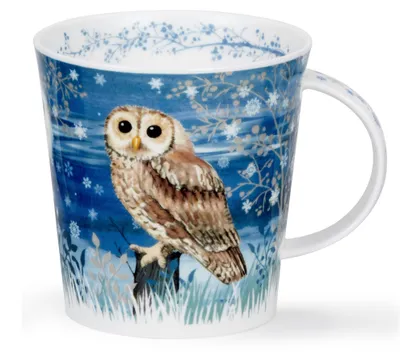 Bone China Tasse mit Eulenmotiv, 0,48 l, Weiß