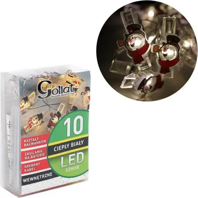 Zdjęcie produktu dla Lampki 10 Led Głowa Bałwanka Na Klamerkach
