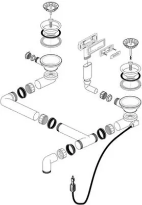 Produktbild von Blanco Ablaufgarnitur 2 x 3,5'' Sieb mit Bowdenzug C-overflow®