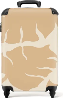 Produktbild von NoBoringSuitcases.com® Koffer Handgepäck Trolley Rollkoffer Kleine Reisekoffer mit 4 Rollen - Monstera - Muster - Blätter - Gelb - Cabin Size < 55x40x23 cm & 55x40x20 cm - Fotokoffer - Kabinenkoffer - BoardgepäckHandgepäck Koffer 55x35x20 cm, 36L,