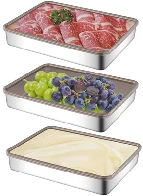 Produktbild von Edelstahlboxen für Kühlschrank, luftdicht, stapelbar, 3er Set