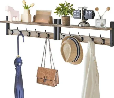 Produktbild von Famanu Wandgarderobe mit 10 Haken - Silbergrau, 120 × 11 × 195 cm