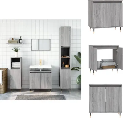 Produktbild von vidaXL Badschrank Grau Sonoma 58x33x60 cm Holzwerkstoff -  Badezimmerwaschtische