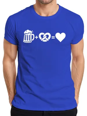 Immagine prodotto di Maglietta con scritta "Bier Brezel Herz Wiesn Bayern", camicia tradizionale, pantaloni in pelle da uomo, T-shirt, blu, taglia 3XL