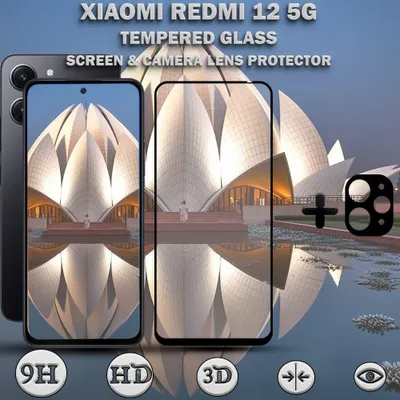 Zdjęcie produktu dla 1-pak XIAOMI REDMI 12 5G Szkło ochronne na ekran & 1-pak ochrona obiektywu - Szkło hartowane 9H - Super jakość 3D